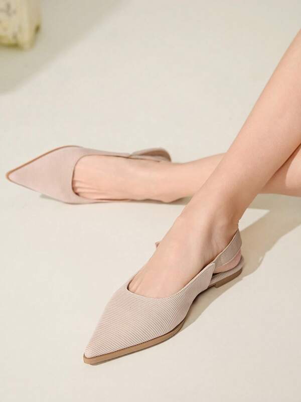 CUCCOO CHICEST Apricot Fabric Women's Pointed Toe Flats With Elegant Bow, Slip On Design For Casual, Date, Party, Holiday, Valentine's Day