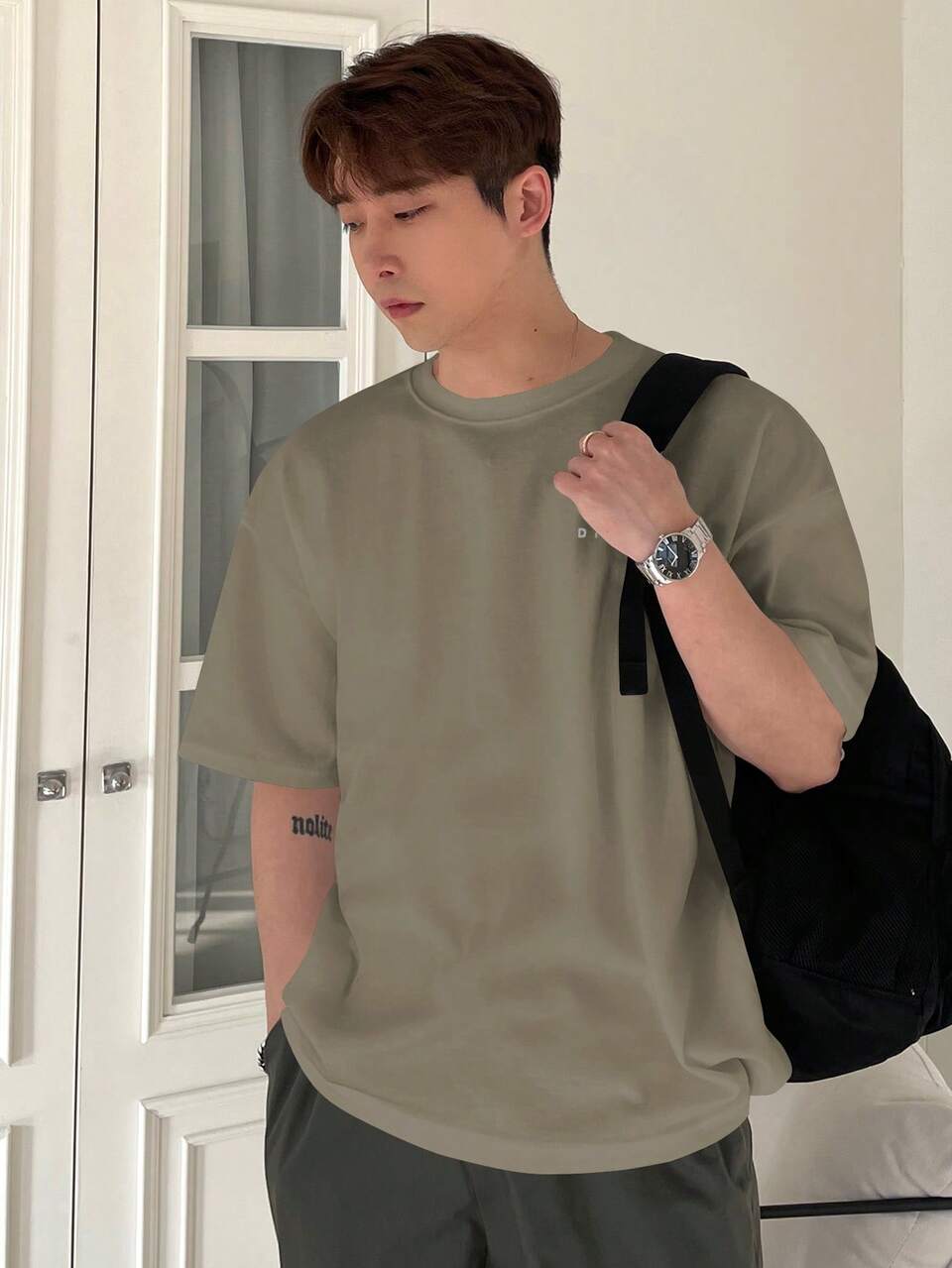 Men's Casual Letter Print Short Sleeve T-Shirt, Summer,Back To School Clothes