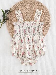 Cozy Pixies Baby Girl Ditsy Floral Pattern Ruffle Trim Bodysuit - Multicolor - View 1
