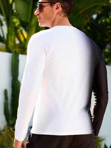 Manfinity VDAYZ 男士长袖冲浪T恤，夏季时尚，夏威夷风 - 黑與白 - 查看 2