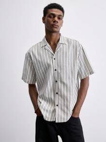 Maija 男士条纹短袖单排扣休闲衬衫，夏季 - 彩色 - 查看 1