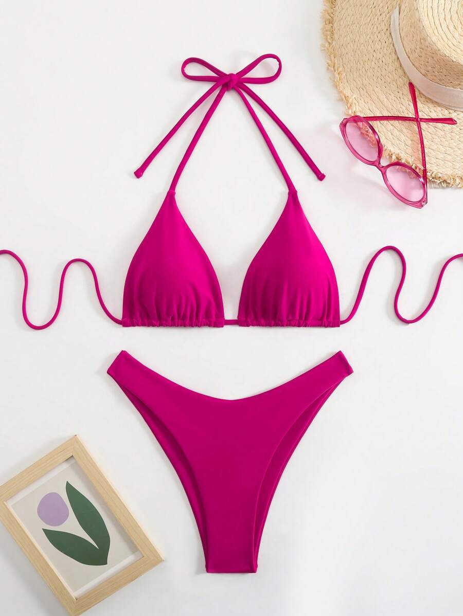 Swim Vcay Bộ đồ bơi 2 món cho nữ, giản dị và thời trang để mặc hàng ngày - Màu đỏ tím - Xem 1