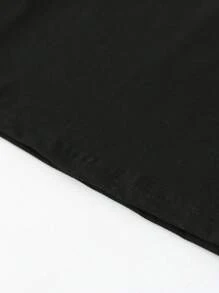 SHEIN 男宝宝休闲卡通可爱食尸鬼脸和字母标语印花短袖T恤 - 黑色 - 查看 4