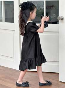 Dazy Kids Young Girl Girls (Small) Dolly Face Print Woven Short Sleeve Dress, Summer