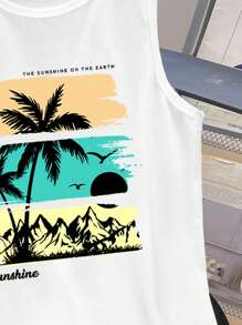 SHEIN Tween Boy Simple Knit Sleeveless Top, Suitable For Summer - White - View 4