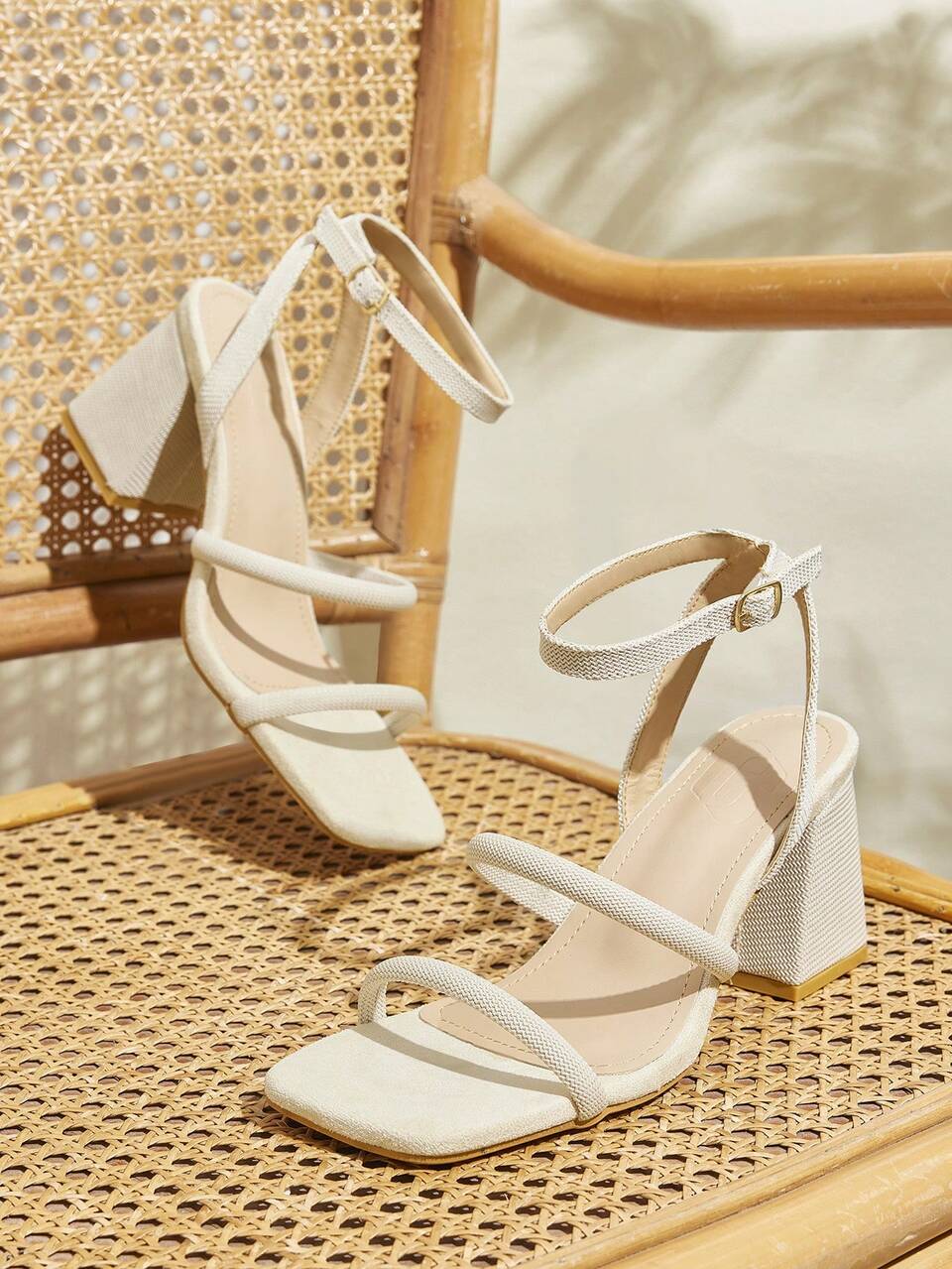 CUCCOO BASICS Apricot Strap Chunky Heel Comfortable High Heel Sandals For Christmas Spring Shoes Summer Shoes