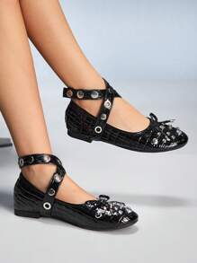 Cuccoo CUCCOO GRLICON Scarpe da ballo piatte vintage da donna tipo Mary Jane, con chiusura a scivolo