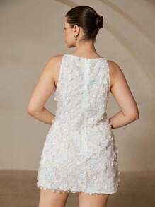 Aveloria Rosie Floral Embroidery 3D Pearl Decorated Dress, Minimalist Silhouette, Elegant Party Dress Vibe, Sleeveless Tank Mini Dress For Plus Size - Multicolor - View 6