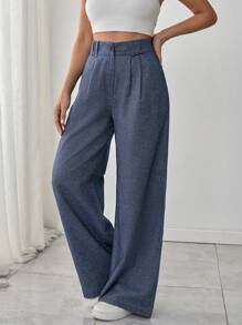 RueChic Women's Indigo Plicated Casual Pants