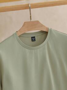 Manfinity NXTstreet 3pcs Pack Men's Solid Color Knitted Short Sleeve Casual T-Shirt - Green - View 5