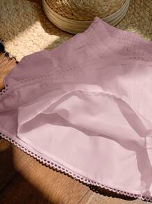 Comfortcana Regular Pink Woven Patchwork Hem Versatile Women Mid-Length Skirt Skirts For Women Summer - Pink - View 4