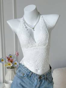 Snug Zone 1 件女士时尚性感蕾丝吊带背心 - 白色 - 查看 7