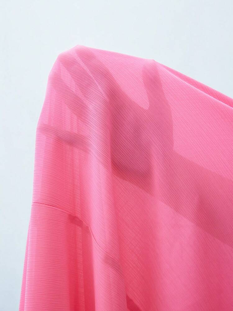 SHEIN Maija Women's Solid Color Ruffled Hem Maxi Spaghetti Strap Dress, Elegant