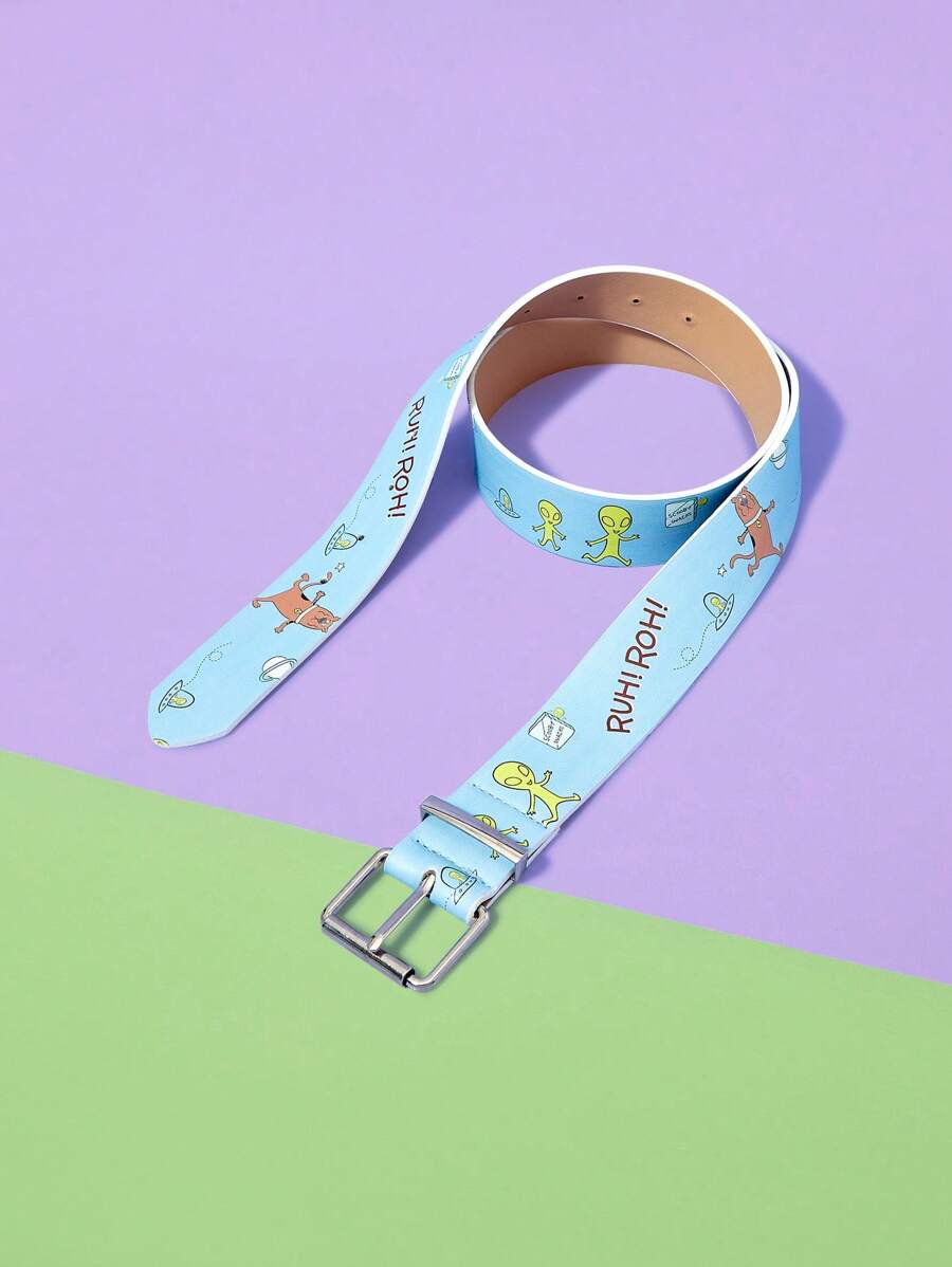 SCOOBY-DOO X SHEIN 1pc Women's Cartoon & Letter Pattern Blue Fashion Belt - Multicolor - View 1