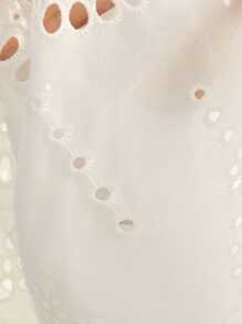 Aveloria Rosie New Water-Soluble Embroidery Hollow Out Fitted Waist Blouse, Elegant Ladies' Shirt For Holiday, Spring/Summer - White - View 7