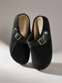 Solecia Sepatu Loafer Datar Sederhana Kasual Wanita - Hitam - View 6