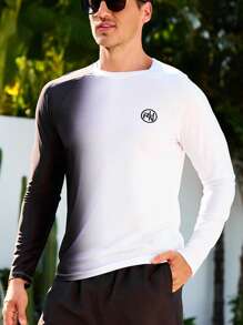 Manfinity VDAYZ 男士长袖冲浪T恤，夏季时尚，夏威夷风 - 黑與白 - 查看 5