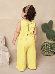 Travachic KIDS Baby Girl Cute Wavy Sleeveless Top And Pants Set, Summer - Yellow - View 1
