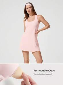 GLOWMODE FeatherFit™-Air Peekaboo Everyday Built-In Shorts Pocket Anti-Slip Dress Light Support Low Impact Yoga Studio Spring Dress Summer Quick Dry Moisture Wicking