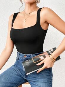 Aveloria Affinna French Square Neck Double Layer Sleeveless Fitted Cropped Tank Top - Multicolor - View 3