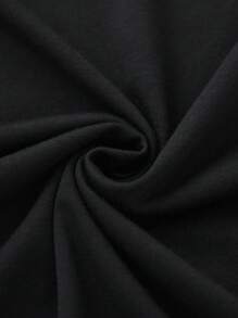 SHEIN 男宝宝休闲卡通可爱食尸鬼脸和字母标语印花短袖T恤 - 黑色 - 查看 6