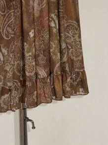 SHEIN ICON Y2k 西部外出复古波西米亚嬉皮娃娃裙飘逸佩斯利印花细肩带网眼度假休闲连衣裙 - 彩色 - 查看 6