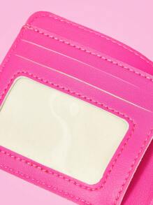 THE POWERPUFF GIRLS X SHEIN Cartoon Pattern Pink Checkerboard Cartoon Design Women Wallet