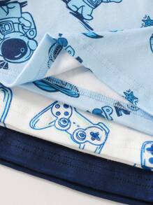 6 件套男童睡衣：卡通宇宙与海洋动物印花紧身 T 恤和短裤套装，适合幼儿男孩 - 彩色 - 查看 7