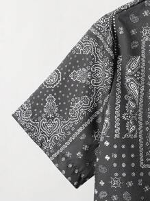 Teen Boy's 3pcs Short Sleeve Shirt, Vest And Shorts Set With Paisley Pattern, School, Campus, College