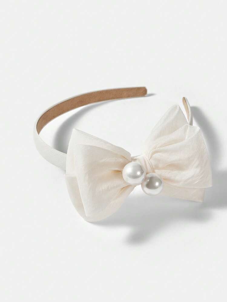 FAUX PEARL BOW HEADBAND