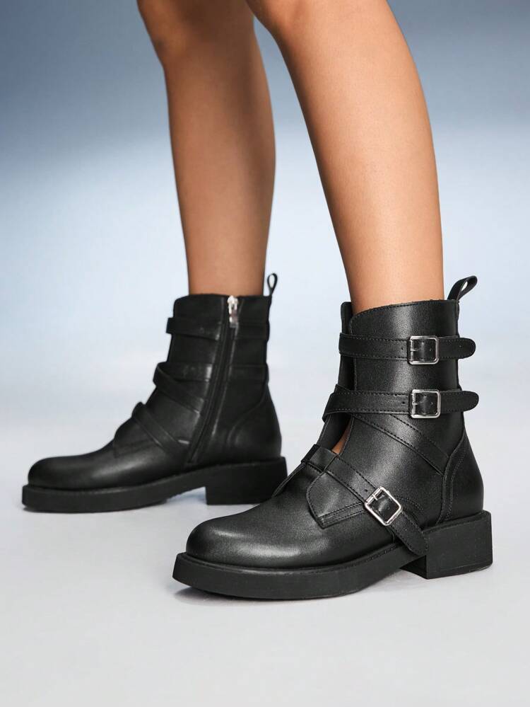 CUCCOO GRLICON Bottines pour femmes, style Y2K, style punk, style motard, style cool girl, convient pour Halloween, Noël, fête