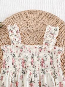 Cozy Pixies Baby Girl Ditsy Floral Pattern Ruffle Trim Bodysuit - Multicolor - View 4