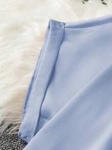 SHEIN Unity Damen Große Größen Sommer einfarbige V-Ausschnitt Kurzarm Lässig Bluse