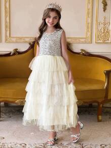 DAZY Girls' Round Neck Sleeveless Mesh Dress, Tween Girl Fall Clothes - White - View 4