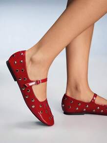 CUCCOO GRLICON Women's Y2K Style Flat Shoes, Suitable For Punk, Biker, Cool Girl, Halloween, Christmas, Party Outfits - Red - View 5