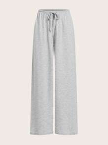 SHEIN EZwear 女式多色针织抽绳阔腿休闲裤 - 灰色 - 查看 6