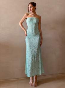 Aloruh Đầm đuôi cá chống nắng cho kỳ nghỉ đảo gợi cảm thanh lịch dành cho nữ, đầm ống xuyên thấu màu xanh lá cây xô thơm, đầm bó sát, đầm dự tiệc, đầm ren xuyên thấu màu xanh bạc hà, đồ mặc đi biển - Màu xanh Bạc hà - Xem 5