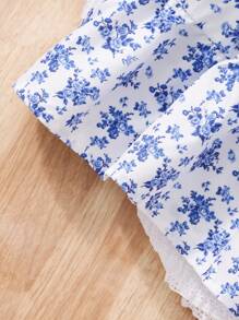 年轻女孩碎花无袖休闲/沙滩裙，蓝色 - 藍色 - 查看 7