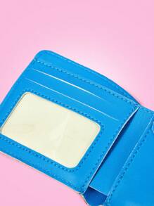 THE POWERPUFF GIRLS X SHEIN Bubbles Pattern Light Blue Curved Check Fashionable Summer Wallet