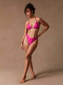 SHEIN Unity Bikini bơi Áo tắm biển Hồ bơi Thường ngày Kỳ nghỉ Tiệc Brunch Thanh lịch Gyaru Club Đi chơi Buổi hòa nhạc gợi cảm Chuyến lưu diễn toàn quốc Lễ hội âm nhạc Mùa hè Pastel - Màu Hồng Tươi - Xem 4