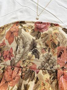 Soleia 全新抹胸露背系带荷叶边蓝色花卉印花修身衬衫 - 彩色 - 查看 5