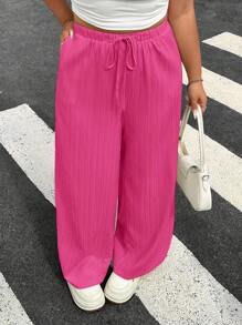 SHEIN EZwear Set de 2 pantalones para mujer tallas grandes, en colores magenta y negro