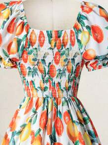 Women Fruit Pattern Sleeveless Dress, Cute & Fashionable Casual Style, Suitable For Outing, Dating, Sightseeing, Great For Summer Wear