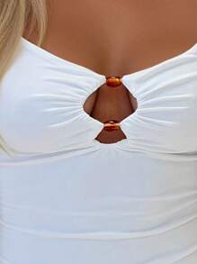 Zyxie 女士夏季纯色镂空设计修身吊带背心 - 白色 - 查看 3