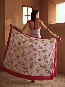 MOTF PREMIUM FLORAL PRINT COLORBLOCK KNOT SIDE COVER UP SKIRT FOR SUMMER BEACH VACATION - Multicolor - View 1