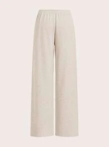SHEIN EZwear 女式多色针织抽绳阔腿休闲裤 - 灰色 - 查看 8