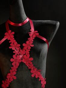 SHEIN Bộ đồ lót liền thân in hoa gợi cảm hở hang quyến rũ dành cho nữ khi đi chơi - Màu Hồng Tươi - Xem 5