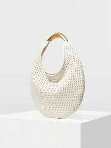 MOTF PREMIUM PU LEATHER HOLLOW HANDBAG - White - View 3