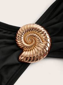 Swim Oasis 1 件女式纯色荷叶边连体泳衣，带纱笼裙，适合海滩/度假