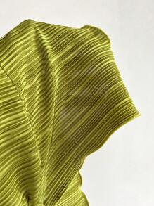 SHEIN Unity Neuer Stil Hals-Hängendes Grünes Strukturiertes Lässig & Urlaubs-Top für Frauen - Grün - Übersicht 6